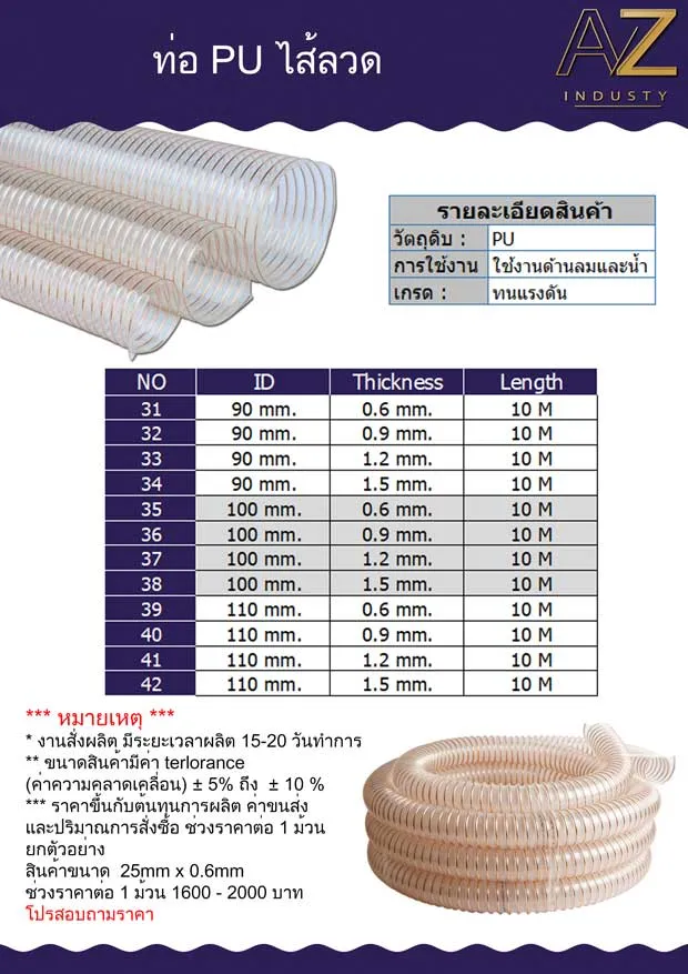 ท่อ PU เสริมลวดสปริง