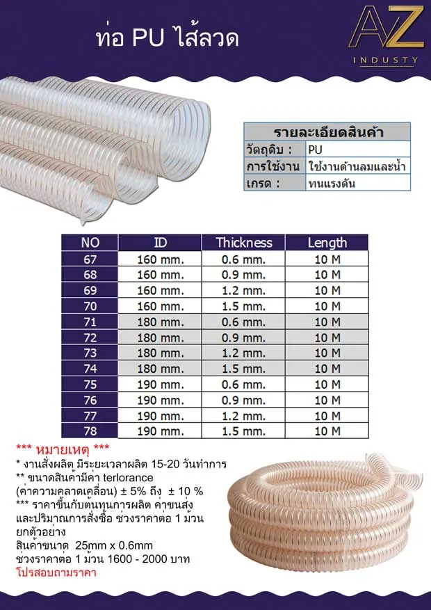 ท่อ PU เสริมใยเหล็ก
