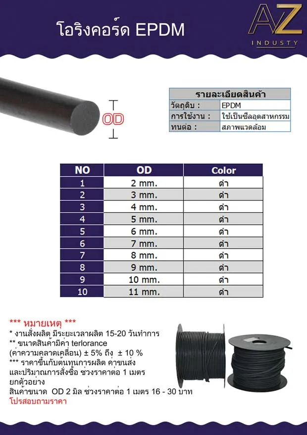 ซีลยางโอริงคอร์ด EPDM
