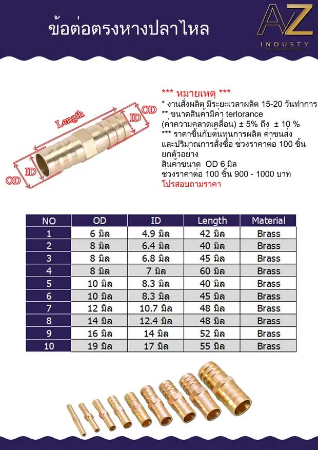 ข้อต่อทองเหลืองสำหรับท่อเกษตร