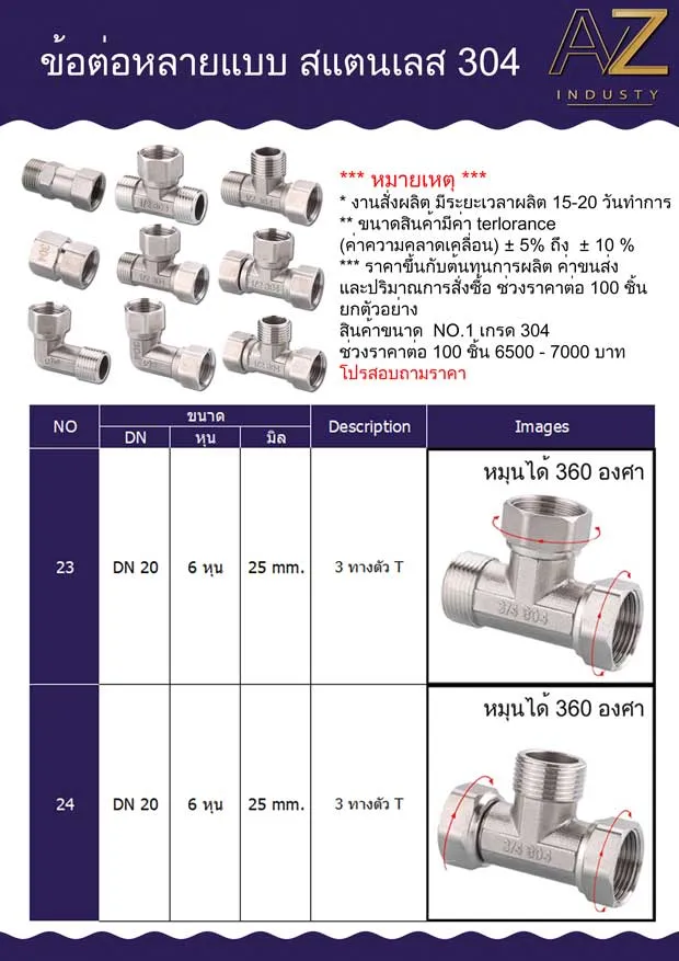 ข้อต่อสแตนเลส 304