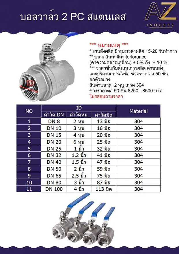 บอลวาล์วสแตนเลส ระบบน้ำ