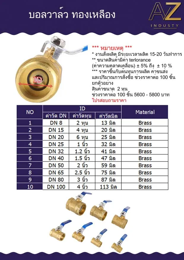 บอลวาล์วทองเหลือง 1 นิ้ว