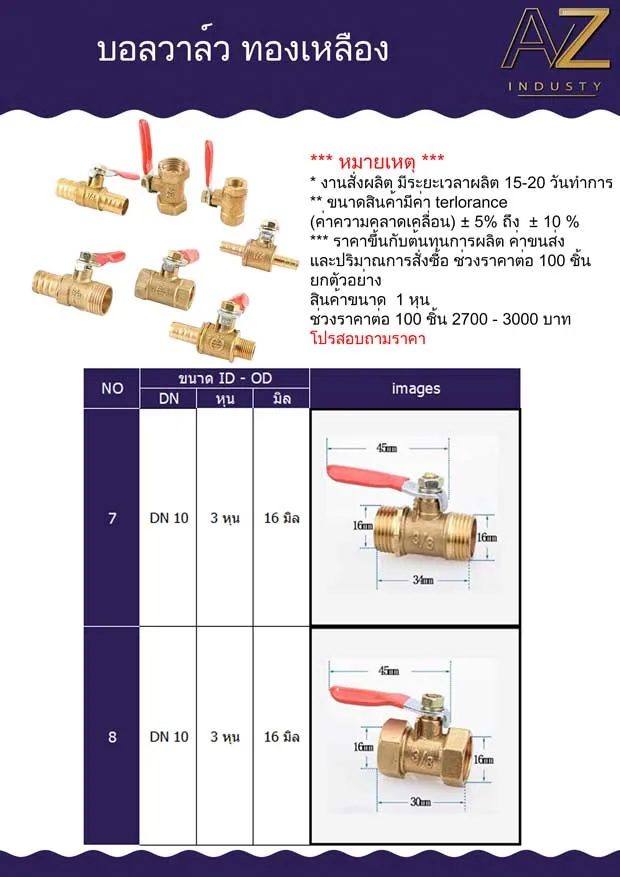 บอลวาล์วทองเหลือง 4 หุน