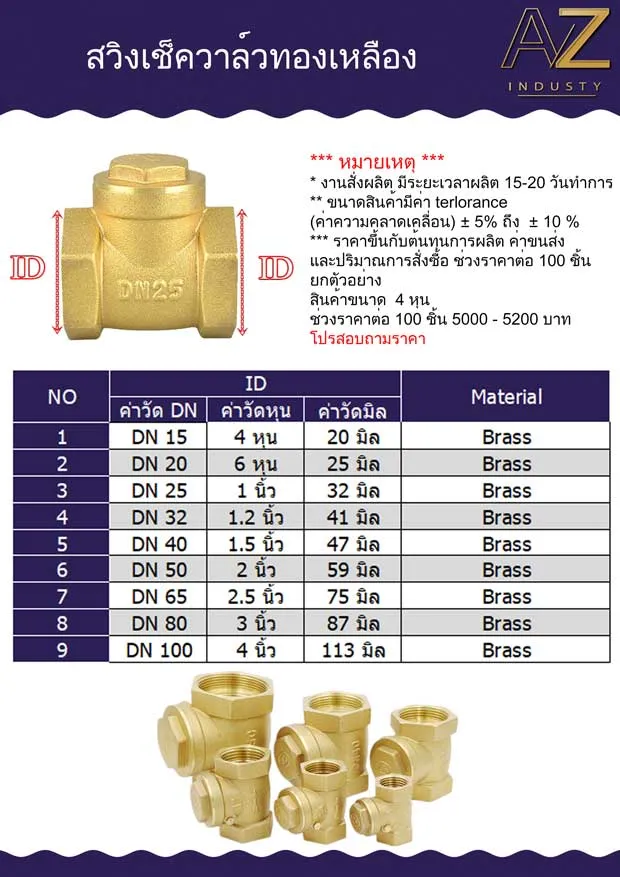 สวิงเช็ควาล์วทองเหลืองสำหรับเครื่องกรองน้ำ