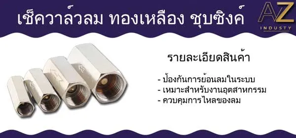 เช็ควาล์วลม ทองเหลือง ชุบซิงค์